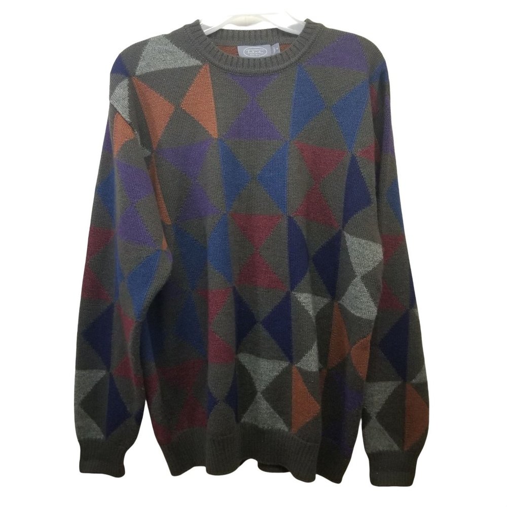 Talbots M Alpaca Sweater Pullover Geometric Cozy‎ Knit 90s Grandpacore
